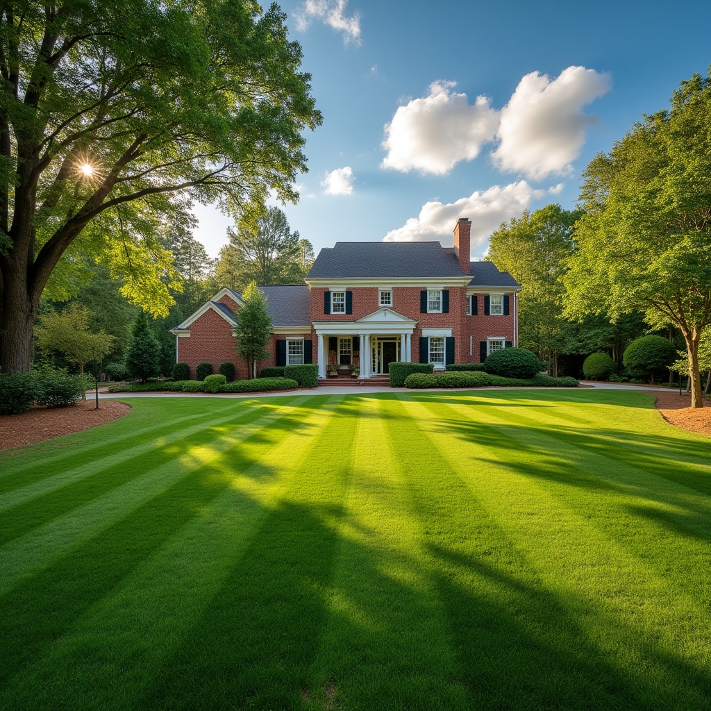 Clean residential yard in Atlanta neighborhood after lawn service